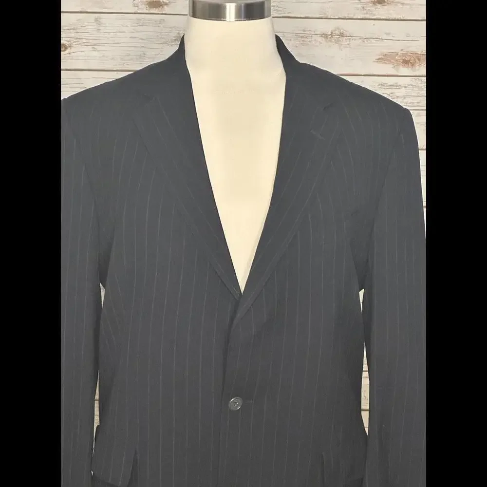 Vintage Brooks Brothers navy blue pinstriped single-breasted blazer Size 44L